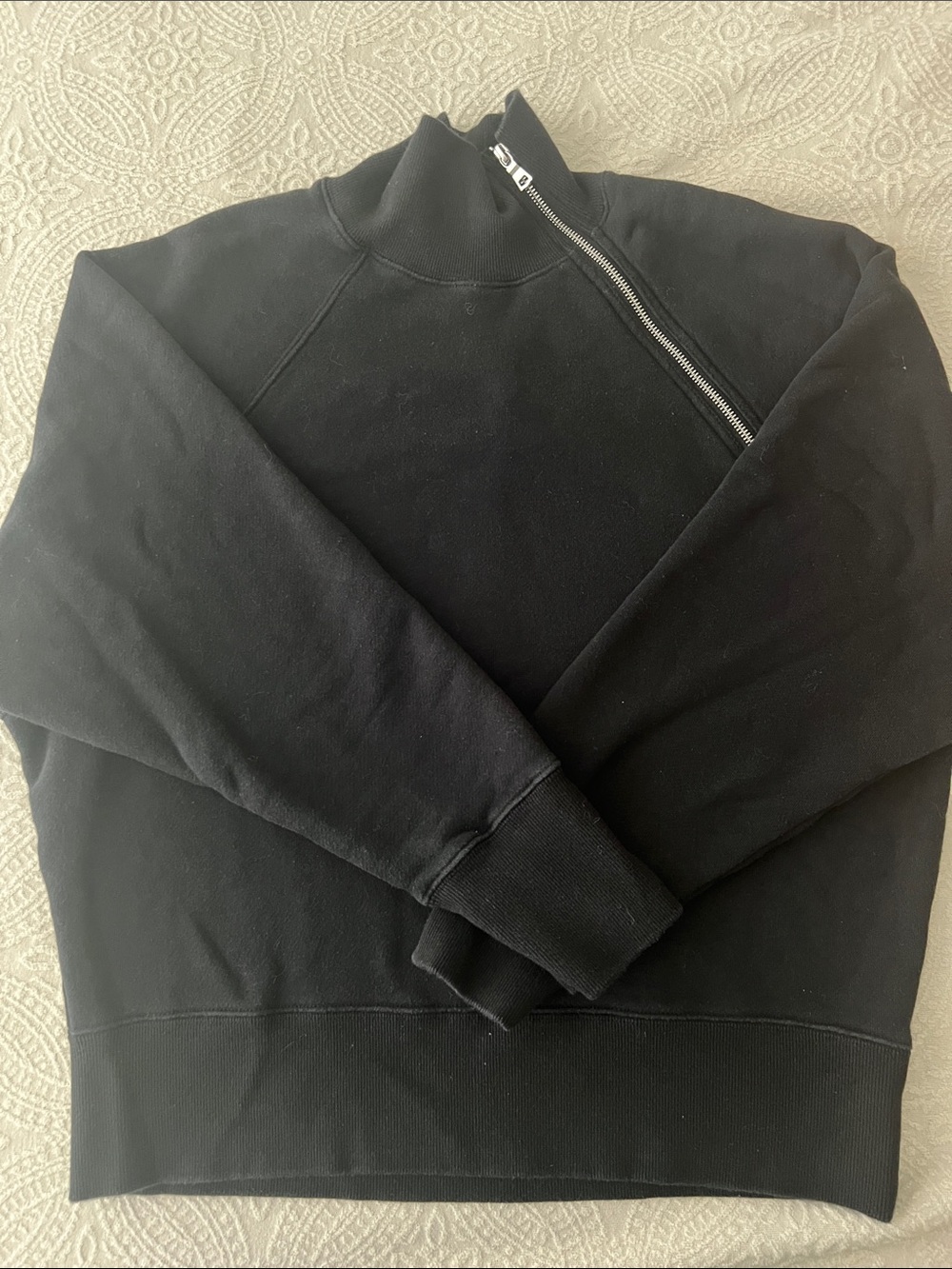 Marissa Webb Black French Terry Half-Zip Sweatshirt Medium MSRP $245